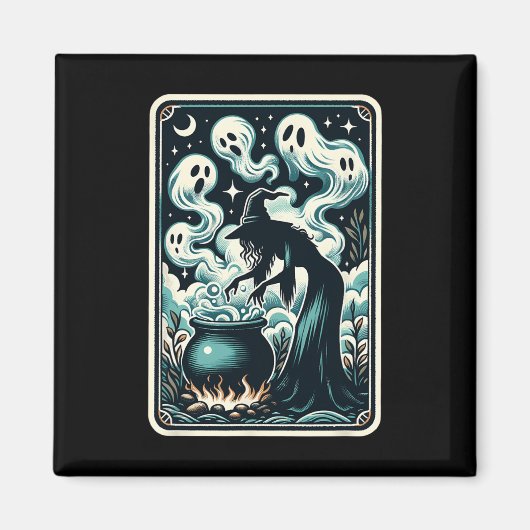 Ghost Cauldron Gothic Supernatural Tarot Card Magnet (Vorne)