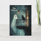 Ghost chattet mit Black Cat Dankeskarte (Vorderseite)