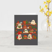 Ghost Christmas Hat Reading Book Bookshelf Lover L Karte (Gelbe Blume)