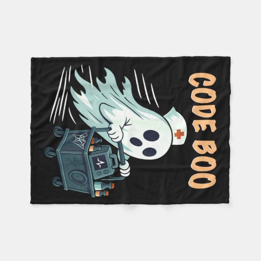 Ghost Code Boo In The Icu Nursing Gift For Hallowe Fleecedecke (Vorderseite (Horizontal))