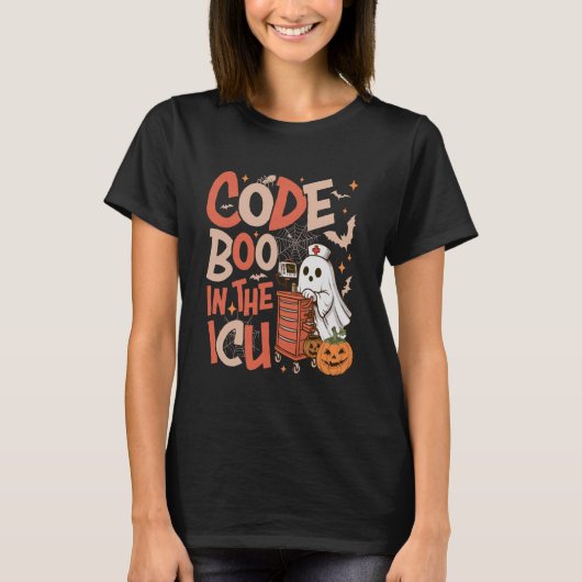 Ghost Code Boo in The ICU Nursing Nurse Halloween T-Shirt (Vorderseite)