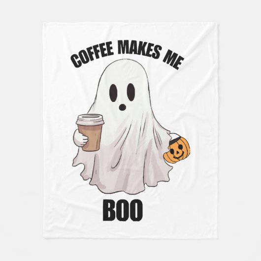 Ghost Coffee Halloween Funny Fleecedecke (Vorderseite)