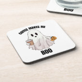 Ghost Coffee Halloween Funny Getränkeuntersetzer (Linke Seite)