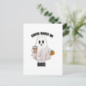 Ghost Coffee Halloween Funny Postkarte (Stehend Vorderseite)