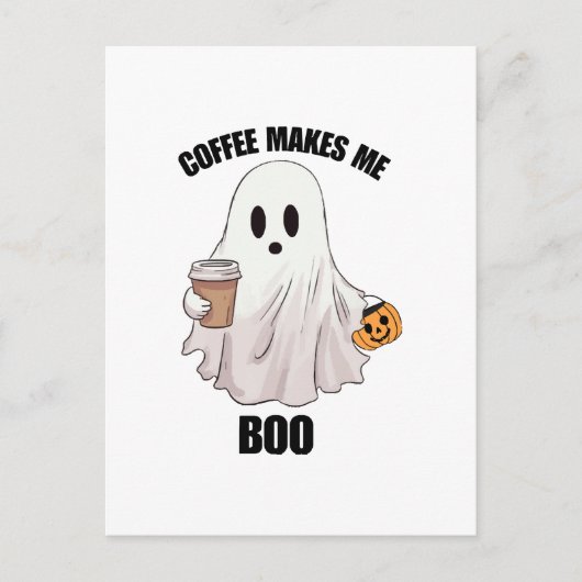 Ghost Coffee Halloween Funny Postkarte (Vorderseite)