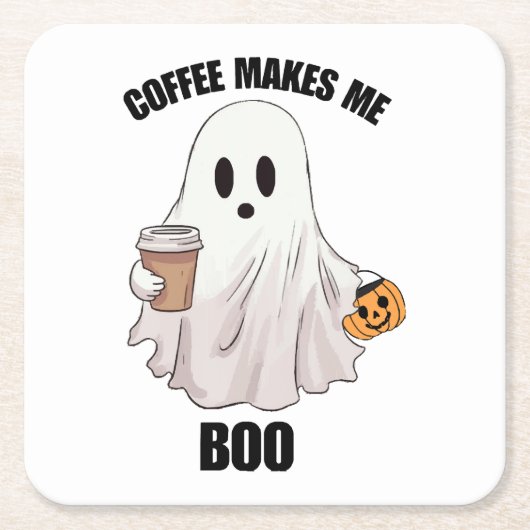 Ghost Coffee Halloween Funny Rechteckiger Pappuntersetzer (Vorderseite)