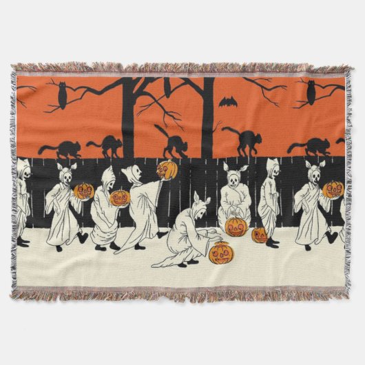 Ghost Costume Kürbislaterne Black Cat Bat Owl Decke (Vorderseite)