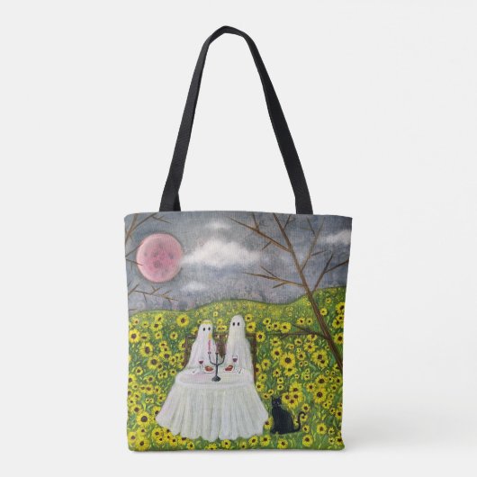 Ghost Couple und Blume Whimsikkunst Tasche (Rückseite)