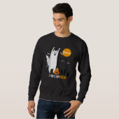 Ghost Cow Meow I Mean Boo Moon Halloween 2021 Cat Sweatshirt (Vorne ganz)