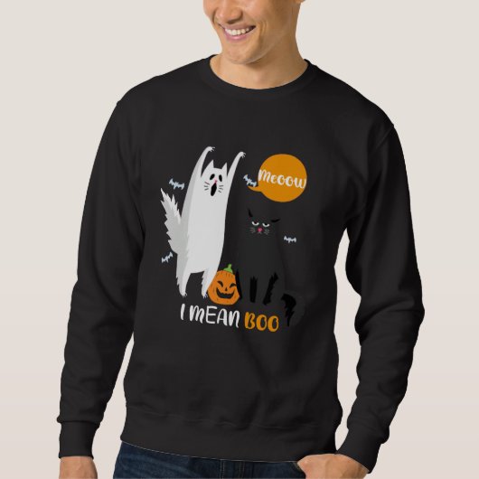 Ghost Cow Meow I Mean Boo Moon Halloween 2021  Cat Sweatshirt (Vorderseite)