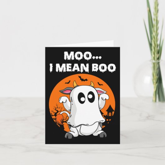 Ghost Cow Moo I Gemein Boo Halloween Funny Cow Lov Karte (Vorderseite)