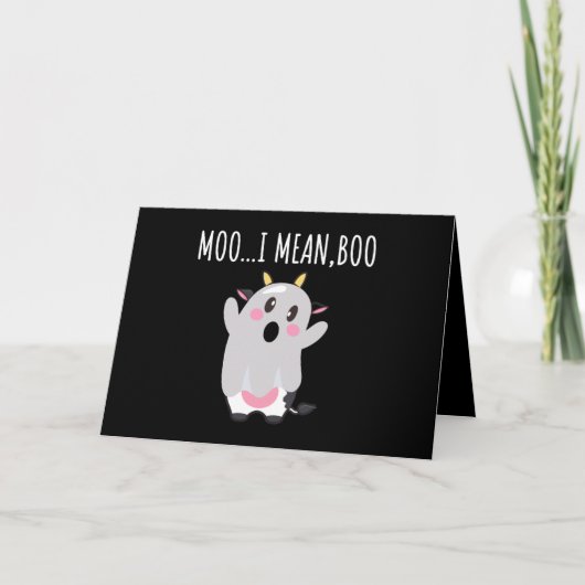 Ghost Cow Moo I Gemein Boo Halloween Geschenk Karte (Vorderseite)