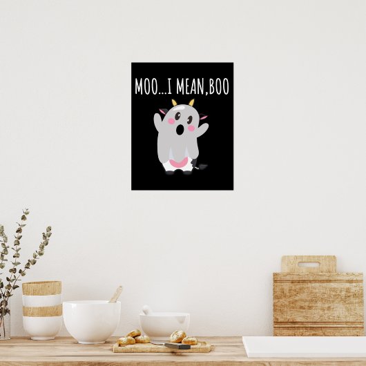 Ghost Cow Moo I Gemein Boo Halloween Geschenk Poster (Küche)