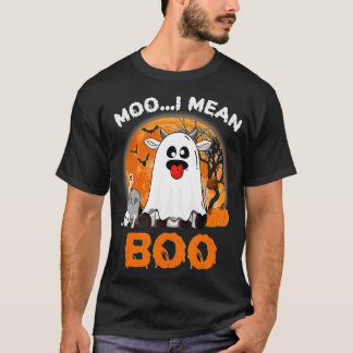 Ghost Cow Moo I Gemein Boo Pumpkin Moon Halloween  T-Shirt