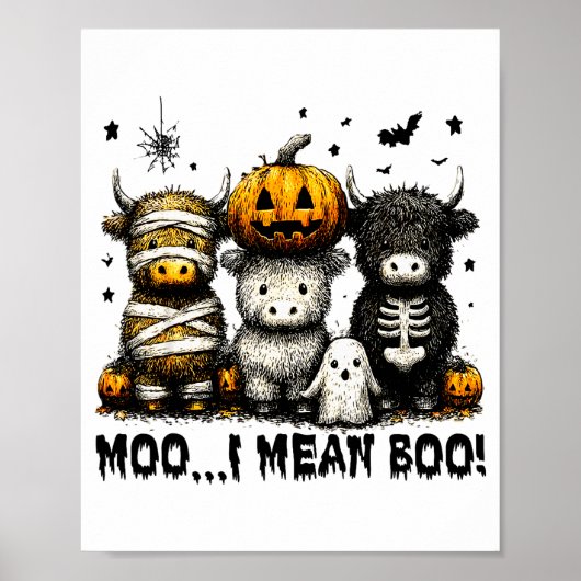Ghost Cow Moo I Mean Boo Halloween Outfit Funny Co Poster (Vorne)