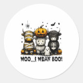 Ghost Cow Moo I Mean Boo Halloween Outfit Funny Co Runder Aufkleber (Vorderseite)