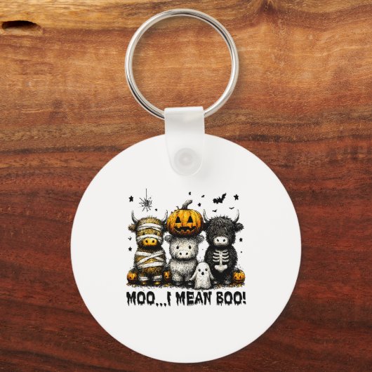 Ghost Cow Moo I Mean Boo Halloween Outfit Funny Co Schlüsselanhänger (Vorderseite)