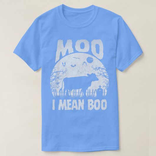 Ghost Cow Moo I Mean Boo Pumpkin Moon Halloween fo T-Shirt (Design vorne)
