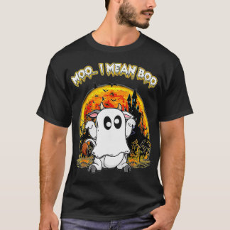 Ghost Cow Say Moo I Gemein Boo Pumpkin Moon Funny  T-Shirt