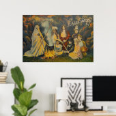 Ghost Cowboy Costume Kürbislaterne Pumpkin Poster (Heimbüro)