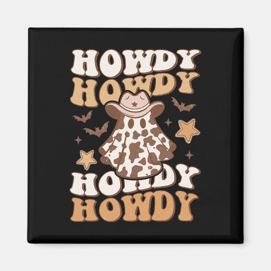 Ghost Cowboy Hat Bats Rodeo Western Halloween Magnet (Vorne)