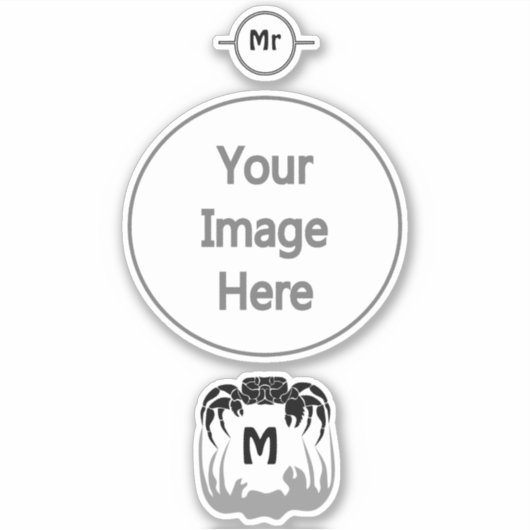 Ghost Crab Silhouette Casting a Shadow Monogram Aufkleber (Vorderseite)