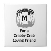 Ghost Crab Silhouette Casting a Shadow Monogram Fliese (Vorderseite)