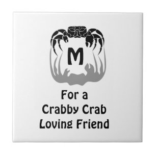 Ghost Crab Silhouette Casting a Shadow Monogram Fliese