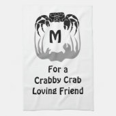Ghost Crab Silhouette Casting a Shadow Monogram Geschirrtuch (Vertikal)