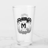 Ghost Crab Silhouette Casting a Shadow Monogram Glas (Rückseite)