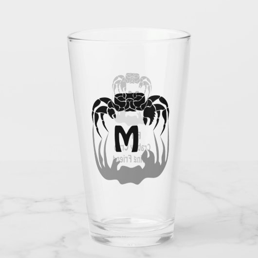 Ghost Crab Silhouette Casting a Shadow Monogram Glas (Rückseite)