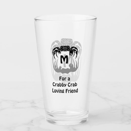 Ghost Crab Silhouette Casting a Shadow Monogram Glas (Vorderseite)