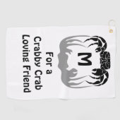 Ghost Crab Silhouette Casting a Shadow Monogram Golfhandtuch (Horizontal)