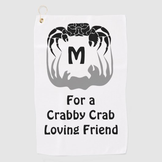 Ghost Crab Silhouette Casting a Shadow Monogram Golfhandtuch (Vorderseite)