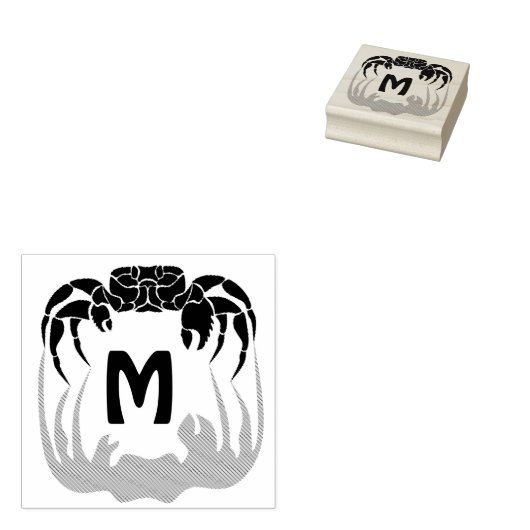 Ghost Crab Silhouette Casting a Shadow Monogram Gummistempel (Stempel)