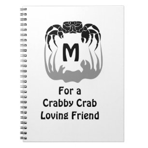 Ghost Crab Silhouette Casting a Shadow Monogram Notizblock