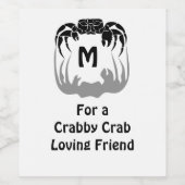 Ghost Crab Silhouette Casting a Shadow Monogram Weinetikett (Einzelnes Label)