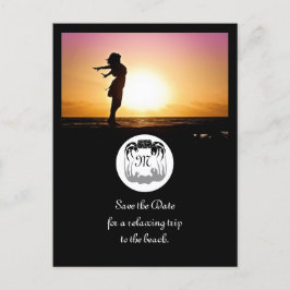 Ghost Crab Silhouette und Shadow Monogram Foto Einladungspostkarte