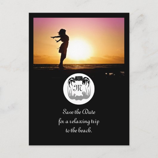 Ghost Crab Silhouette und Shadow Monogram Foto Einladungspostkarte (Vorderseite)