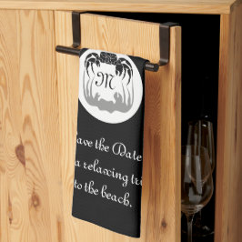 Ghost Crab Silhouette und Shadow Monogram Foto Geschirrtuch