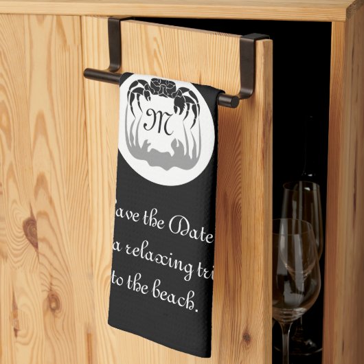 Ghost Crab Silhouette und Shadow Monogram Foto Geschirrtuch (Drittel gefaltet)