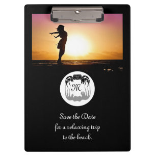 Ghost Crab Silhouette und Shadow Monogram Foto Klemmbrett