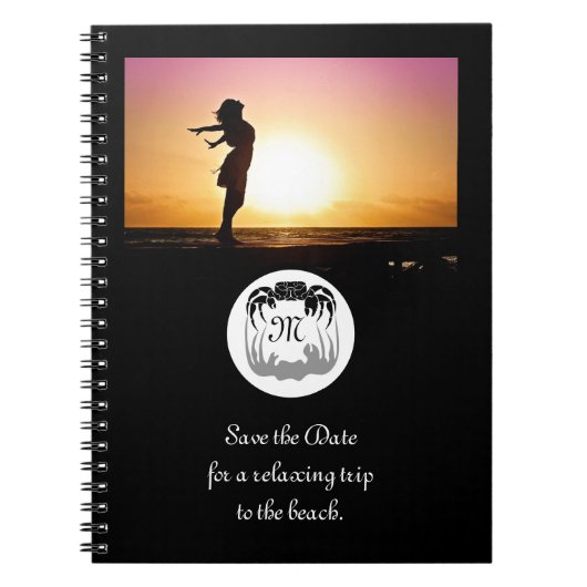 Ghost Crab Silhouette und Shadow Monogram Foto Notizblock (Vorderseite)