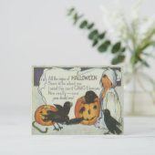 Ghost Crow Kürbislaterne Pumpkin Black Cat Postkarte (Stehend Vorderseite)
