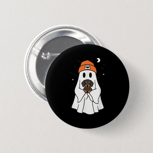 Ghost Dackel Dackel Tier Lover Halloween Beni Button (Vorne & Hinten)