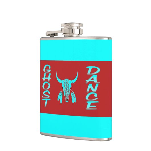 Ghost Dance türkisblaue Flasche mit Umhüllung Flachmann (Links)