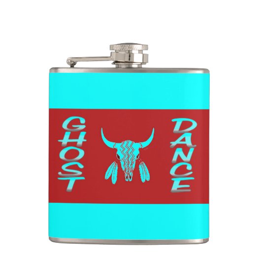 Ghost Dance türkisblaue Flasche mit Umhüllung Flachmann (Vorderseite)