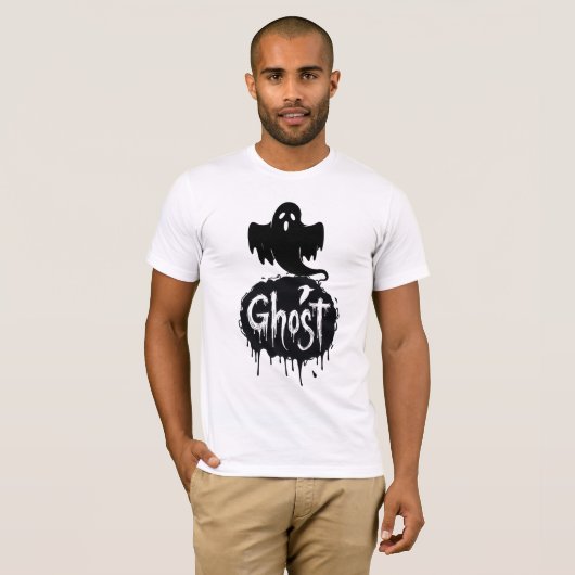 Ghost – Dark Horror Dripping Text Art T-Shirt (Vorne ganz)