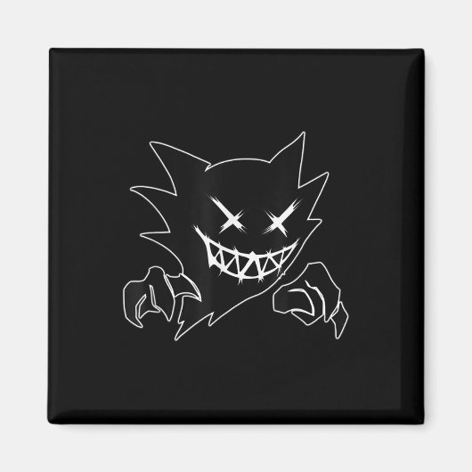 Ghost Demon Sketchy Blackwork Tattoo Flash Magnet (Vorne)