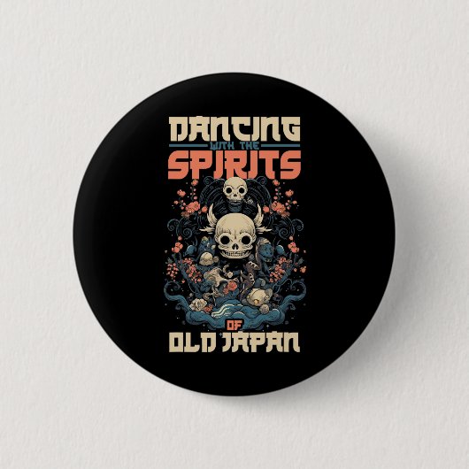 Ghost Demon tanzen mit Geist des alten Japan Yokai Button (Vorderseite)